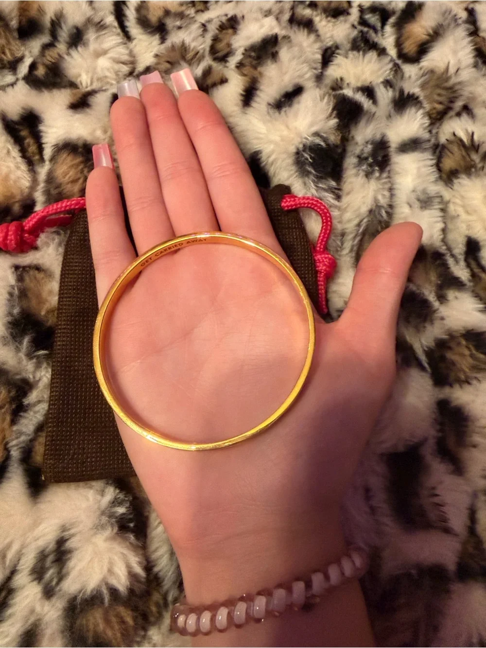 kate spade Pink and Purple Diagonal Enamel Bangle with Gold Trim